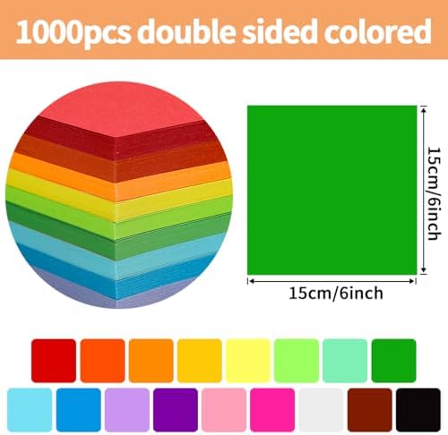 Praisebank Green Origami Paper, 1000pcs 6x6 inch, Double Sided Color, Origami Kit with Guide instruction for Crafts - Image 2