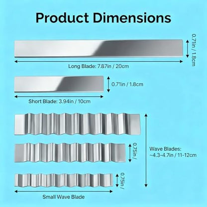 Polymer Clay Cutters - Premium Stainless Steel Clay Cutting Tools Set with 2 Straight Tissue Blades for Polymer Clay, 3 Curved Wave Blades, Professional Clay Slicing Tool Kit -Protect Fingers - Image 2
