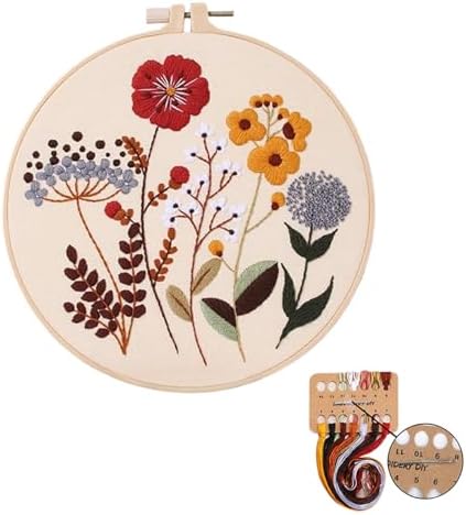 ELTONGUU Beginner Embroidery Kit for Adults, Easy to Learn Floral Patterns by ELTONGUU
