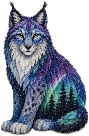 Northern Lights Animal Embroidery Kit DIY Fabric Patchwork Craft Set (LYNX) by Unknown