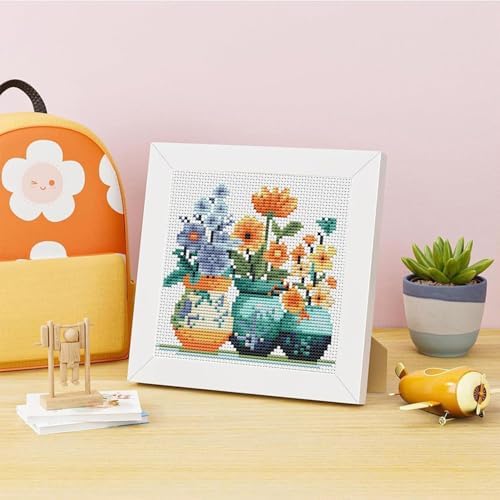 Tiwabb Flower Stamped Cross Stitch Kits for Adults Beginners with Frame - Image 2
