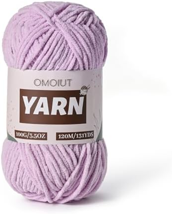 Plush Chenille Chunky Crochet Yarn - Baby Yarn for Crocheting Soft - Velvet Yarns Knitting for Blankets Crafts - Fluffy Amigurumi Yarns 100g / 131yd (Light Purple) by OMoiut