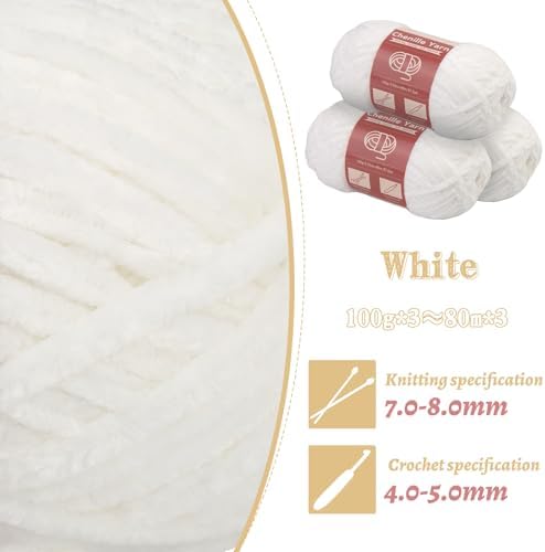 LUNARM Chenille Yarn 3 Pack 3.5oz Chunky Blanket Velvet Yarn 263 Yard - Image 3