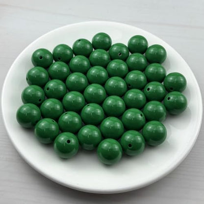 40pcs Acrylic Round Beads for Crafts 18mm Resin Candy Color Spacer Beads with Hole for Jewelry Making Sewing Crafts Decoration Necklaces Bracelets Earrings Supplies(Dark Green) - Image 2