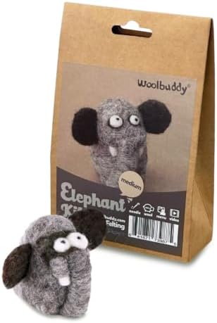 Woolbuddy Needle Felting Starter Kit (Elephant) for Adult with Tool & Guide by Woolbuddy
