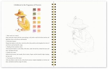 Watercolor Workbook for Beginners – People, 16 Original Watercolor Projects, Lay-Flat Watercolor Paper Book(9.45 × 7.48 in), Water Coloring Book for Adults, Art Gift - Image 5