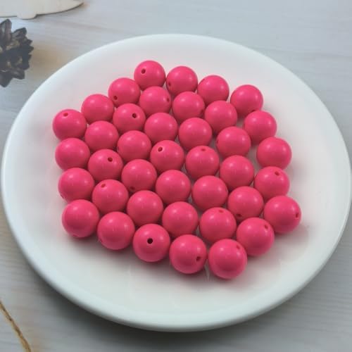 40pcs Acrylic Round Beads for Crafts 16mm Resin Candy Color Spacer Beads with Hole for Jewelry Making Sewing Crafts Decoration Necklaces Bracelets Earrings Supplies(Rose Red) - Image 2