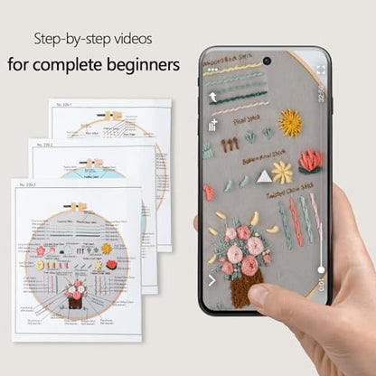 JOINRUN Beginner Embroidery Kit for Adults, 3 Pack with Video Tutorial - Image 2
