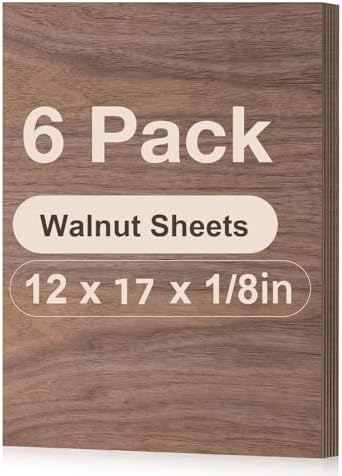 Rowood 6 Pack Walnut Plywood 1/8,12x16.5x1/8inch,Thin 3mm Unfinished Plywood for Laser Cutting & Engraving,DIY Adult Craft Project Kits for Ornaments, Models Drawing,Wood Burning-WB111 by RowoodAssembleArtDecorateLife