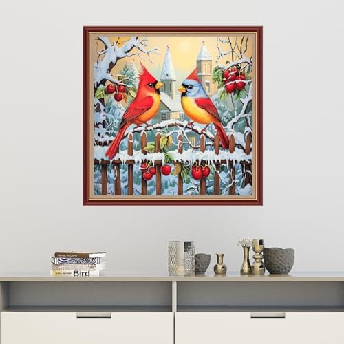 Dooxvey Cross Stitch Kits for Adults Beginners,Full Range of Cross-Stitch Stamped Kits Needlepoint Kits for Beginners Embroidery Kits 11CT Cross Stitch Patterns-Colorful Bird Snow Scene 18x18 inch - Image 2