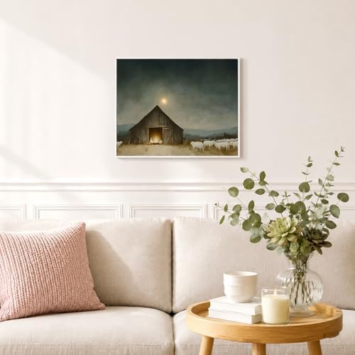 bitCNY Paint by Numbers for Adults, Nativity Scene DIY Acrylic Painting Kit on Canvas, Baby Jesus Manger with Sheep and Moonlight Artwork, Easy Paint by Number Wall Decor, 16x20 Inch - Image 4