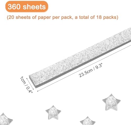 MECCANIXITY 360 Sheets Origami Paper Glitter Stars Papers Silvery Fold Paper for Beginner Arts Crafts Projects,0.4 x 9.3 Inch - Image 2