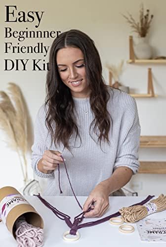 Aesthetic Creative Macrame Kit, Makes 3 DIY Plant Hangers for Teens & Adult Beginners, Craft Supplies for Boho Art Project-3 Custom Color Macrame Cord, Wooden Rings & Instructions - Image 2