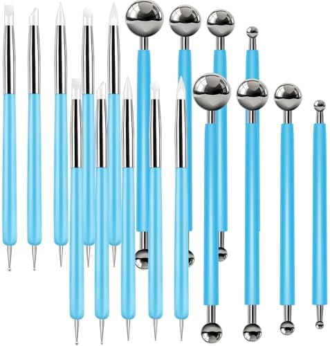 18 Pcs Dotting Tools Silicone Clay Sculpting Tool Ceramic Clay Ball Stylus Pottery Embossing Tool for Rock Modeling Blending, Drawing by Ashmacdo