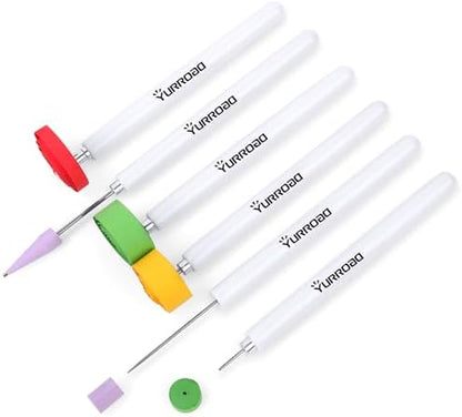 6-Piece Multi-Size Quilling Pen Set for 3mm-10mm Paper Strips, White by YURROAD