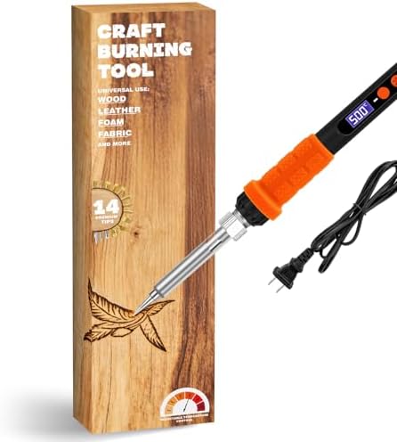 K KERNOWO Wood Burning Tool Kit for Adults & Teens | 17-Piece, Adjustable Temperature Pyrography Pen Set, 14 Premium Tips, Insulated Rubber Grip, For DIY Crafts Gift by KKERNOWO