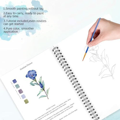 Watercolor Workbooks for Adults Beginners & Teens, 16 Colors 15 Beautiful Paintings, Pre-Outlined Designs, Easy Watercolor Art Book（Protea） - Image 5
