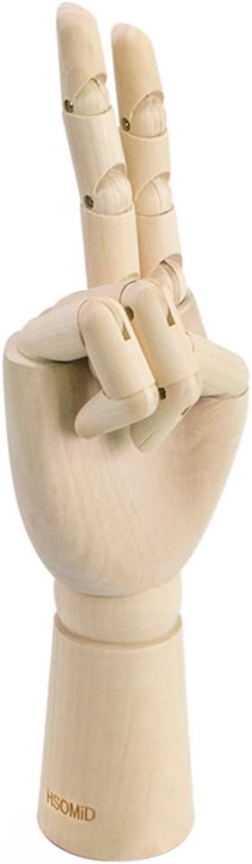 HSOMiD Flexible Wooden Hand Model Moveable Wooden Artists Manikin Hand Figure 12 Inches Men Right Hand Model for Sketching Drawing Painting Home Office Desk Decoration (12 Inch Right Hand)