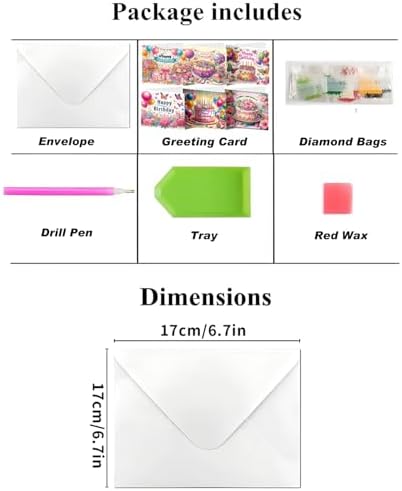 ACSAUMMY DIY Happy Birthday Diamond Art Painting Cards, 6 Pack Cake Gem Art Greeting Cards with Envelopes, 5D Diamond Dots Kits Birthday Cards Making Kits for Adults Family Friends Birthday Gifts - Image 3