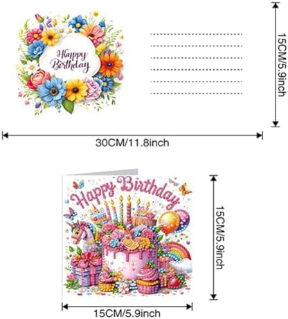 6PCS Diamond Art Painting Greeting Cards Kit, Birthday Themed DIY Card Making Set with Crystals and Envelopes, Creative Craft for Adults, Fun Party Activity and Personalized Gift - Image 2
