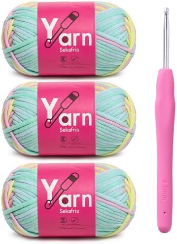Beginner Yarn for Crocheting Cotton Crochet Yarn #4 A3 by Sekafris