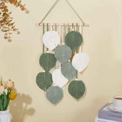 ORIGACH DIY Macrame Wall Hanging Leaves Decor Kit for Beginners Adults, Boho Farmhouse Easy Macrame Leaves Wall Tapestry kit for Home Living Room Bedroom - Image 5