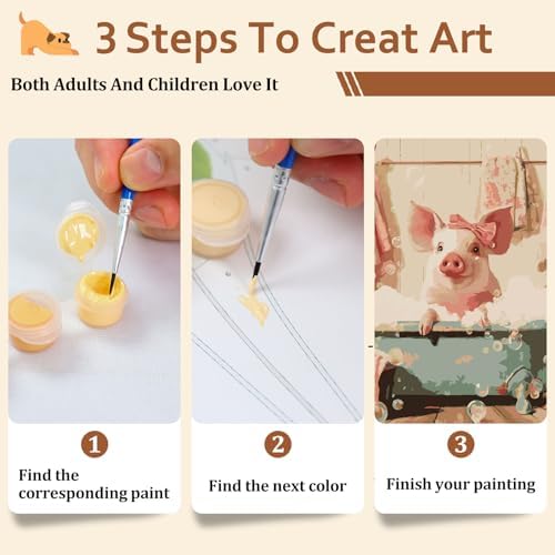 Reivworl Pig Paint by Numbers Kit for Adults Beginner 16×20 inch - Image 7