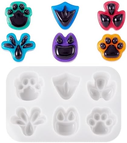 Paw Print Silicone Mold Cute Puppy Kitten Bear Paw Resin Casting Mold Animal Animal Footprint Epoxy Resin Molds for DIY Keychain Supplies Jewelry Making by Spritewelry