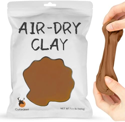 Cutedeer Brown Air Dry Clay, 1.1lb Foam Modeling Clay, Soft Squishy Molding for Kids Adults, Arts & Crafts Project Slime Supplies(1.1lb - 1 Pack, Brown) by Cutedeer