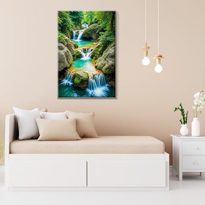 JOOZ Paint by Numbers Kit for Adults with Frame Waterfall 8x12 Inch - Image 6
