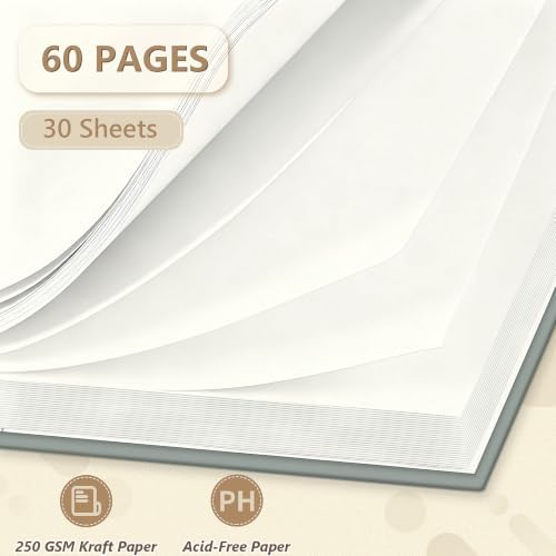 Popotop 10x10 Inch Scrapbook Photo Album, 60 Page Decorative Kraft Paper Book for 4x6 8x10 Pictures, DIY Memory Photo Albums as Gifts for Wedding Baby Christmas School Family - Image 4