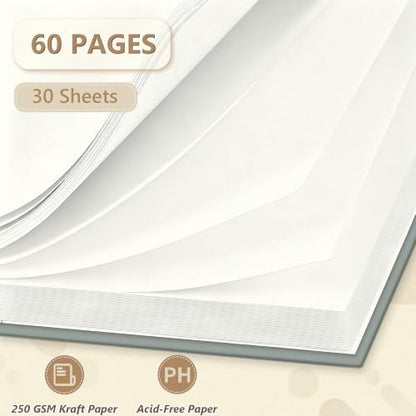 Popotop 10x10 Inch Scrapbook Photo Album, 60 Page Decorative Kraft Paper Book for 4x6 8x10 Pictures, DIY Memory Photo Albums as Gifts for Wedding Baby Christmas School Family - Image 4