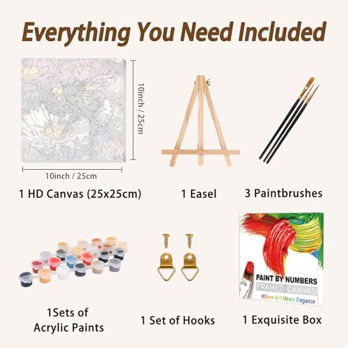 AUKELHJ Framed Paint by Numbers Kit for Adults, Bee, 10x10 inch - Image 5