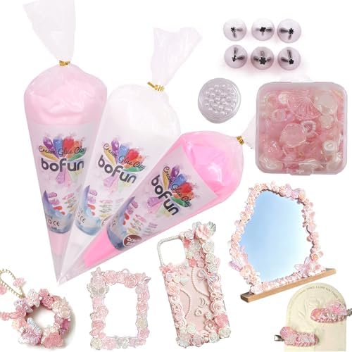 BoFUN Pink Decoden Cream Glue with Charms, Whipped Cream Glue Clay Kit by BoFUN