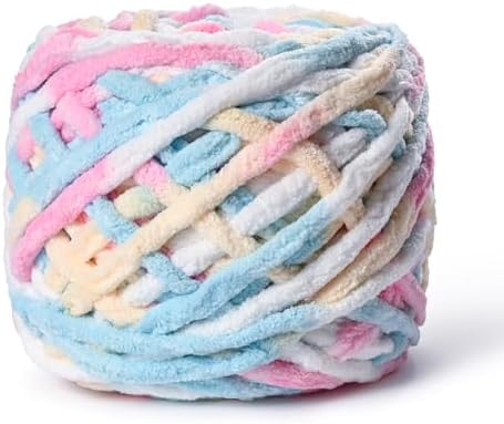 Plush Chenille Chunky Yarn 100g (49.2yd) - Fluffy Velvet Yarn Crochet for Blanket Knitting and Crocheting - Baby Yarns for Crocheting Soft - Amigurumi Yarns (Candy Color) by OMoiut
