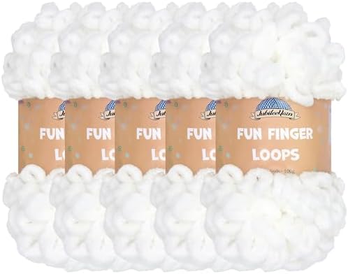JubileeYarn Fun Finger Loops Yarn - White - 5 Skeins by BambooMN