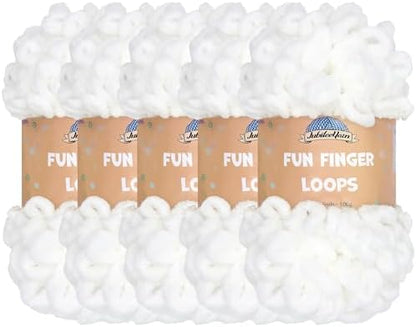 JubileeYarn Fun Finger Loops Yarn - White - 5 Skeins by BambooMN