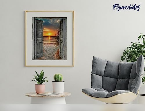 Figured'Art Paint by Numbers Kit for Adults Door to The Beach 16"x20" - Craft Art Painting Rolled Canvas with DIY Wooden Frame - Image 4