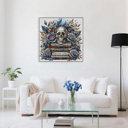 Skull Stamped Cross Stitch Kits Skull and Book Cross Stitch Patterns,Dimensions Cross Stitch Kits Embroidery Kit Arts and Crafts for Beginners 13.7x13.7 inch - Image 6