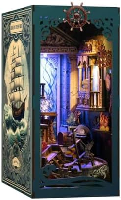Mystic Ocean Diorama Book Nook - 3D LED Seafloor Decor with Shipwheel, Coral & Crystal Ball for Shelf Display by Unknown