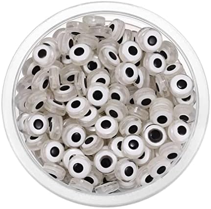 200pcs Clear Color Flat Round Evil Eye Beads Handmade Resin Lampwork Bead 8mm Charms Spacer Beads for Bracelets Necklace Jewelry Craft Making (Transparent) - Image 5