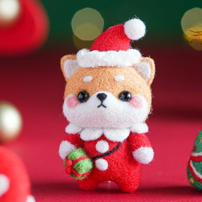 Wizardi Beginner Needle Felting Kit for Adults - Puppy in Christmas Costume. Animal Felting Kit 6.8x4.5x4cm. Felting Tools. Wool Felting Supplies. Felt Crafts. Wool Felt. F07N8-W151 by Wizardi