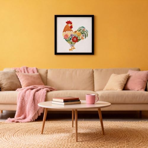 Herdiese Embroidery Kit for Beginners & Adults, Rooster Flower Cross Stitch - Image 6