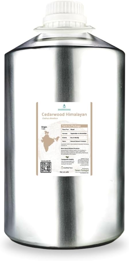 Nature Packaged Cedarwood Himalayan Essential Oil - 100% Pure Steam Distilled Natural Cedarwood Himalayan Oil (Aceite de Cedro) from Natural Biotech NBT India for Aromatherapy & DIY Projects - 22lbs