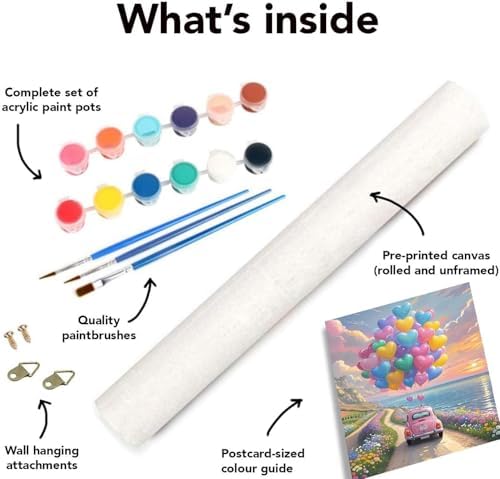 Clendo Balloon Paint by Numbers Kit for Adults, Car Paint by Number for Adults Beginner on Canvas, Ideal Gift Choice for Birthday and Festival, DIY Acrylic Paints for Wall Decor 16x20inch - Image 7