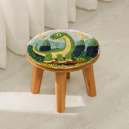 Latch Hook Rug Kit Dinosaur Easy for Beginners Round Shape Carpet Crochet Yarn Craft Mini Rug DIY Hook and Latch Little Tapestry for Home Decor 30x30cm-2 - Image 4