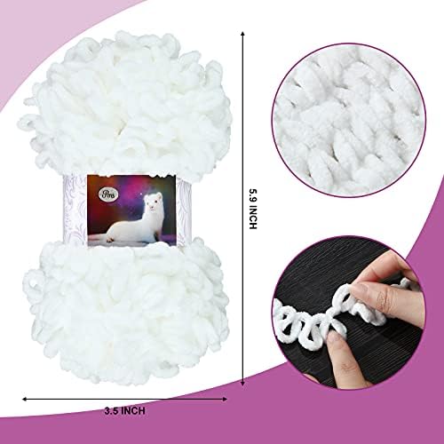 3 Rolls Finger Blanket Yarns Puffy Loop Yarn Soft Crochet Fluffy Finger Knitting Chunky Hand Woven Fluffy for DIY Knitting Crafts(White) - Image 2