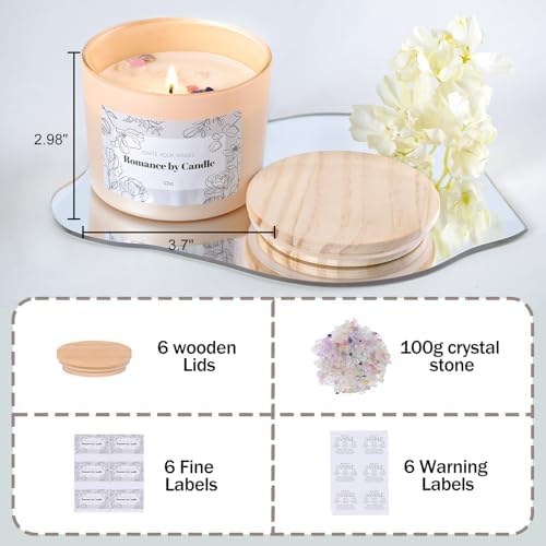 6 Pcs 12oz Assorted Camel Glass Candle Jars with Lids & Crystal Rocks - Image 3