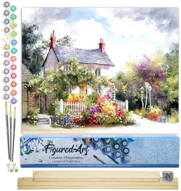 Figured'Art Paint by Numbers Kit for Adults Quiet Neighbourhood 16"x20" - Craft Art Painting Rolled Canvas with DIY Wooden Frame by FiguredArt