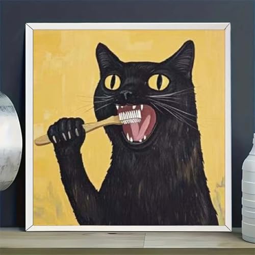 GEMFAMILY Paint by Numbers Kit for Adults Beginners, Animal Cat Adult Paint by Number Kits on Canvas,DIY Black Cat Digital Oil Number Painting Kits for Home Decor 16 X 16 inch - Image 4